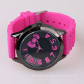 lovely pink silicone hand watch for girl